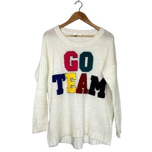 Millau Go Team Oversized Relaxed Long Sleeve Crew Neck‎ Sweater Cream Medium